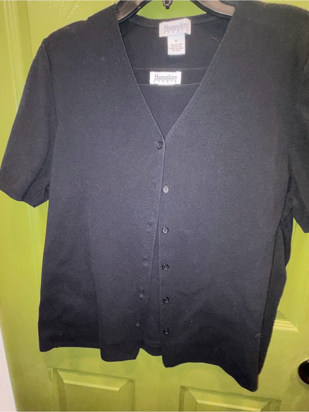 Hampshire Classics Black Short Sleeve V-Neck Button Cardigan